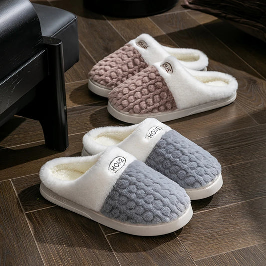 Winter Men's Home Slippers Warm Shoes Non-slip Indoor Outdoor Thick Bottom Plush Slippers For Women Casual Home Cotton Shoes