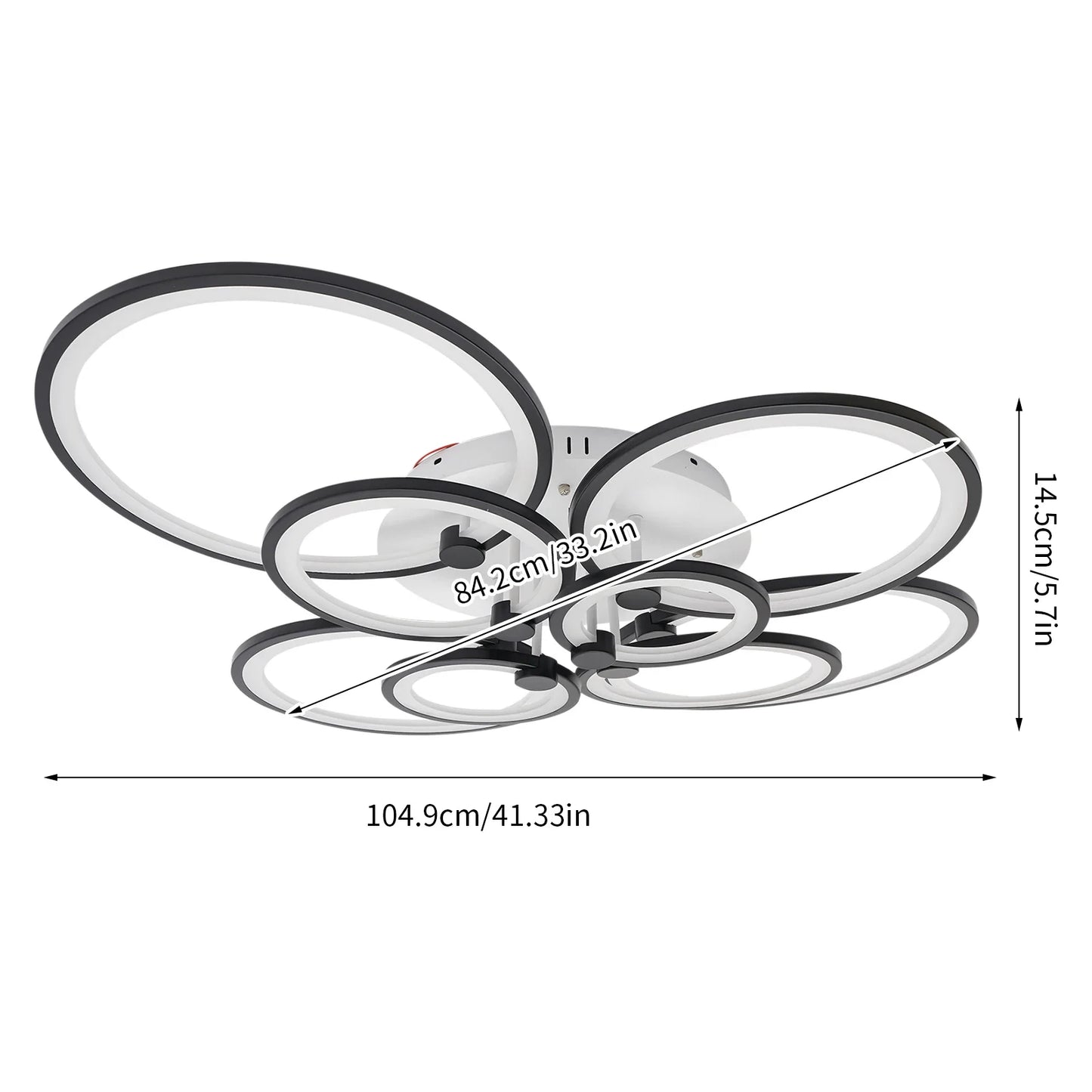 8-Light Modern LED Ceiling Lamp with Remote Control, Transparent Acrylic Shade, Semi-Flush Mount Chandelier  for Dining Room