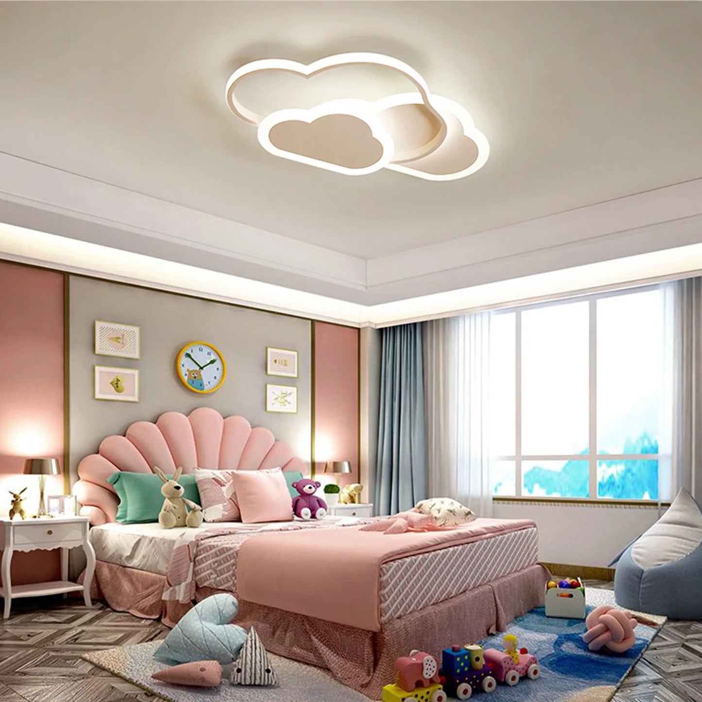 Acrylic LED Ceiling Light Cloud Shape Dimmable Chandelier Kids Room Lamp