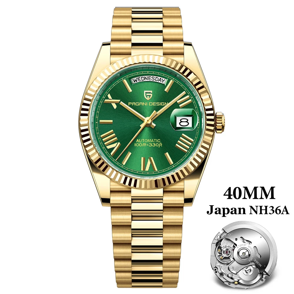 PAGANI DESIGN DD40 Luxury Rose Gold Automatic Watch Men Japan NH36A Mechanical Wristwatch Men Stainless steel Waterproof Watches