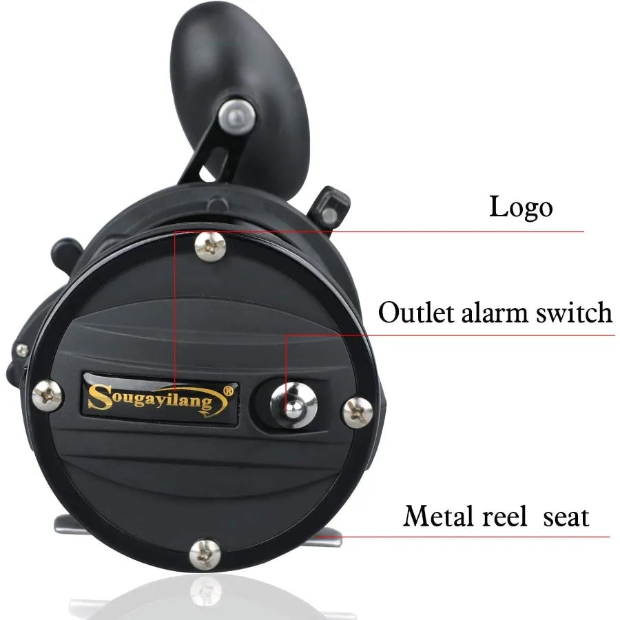 Conventional Reel Trolling Fishing Reel Powerful Drag Fishing Reel for Saltwater Big Game Fishing in Deep Sea and Heavy Current
