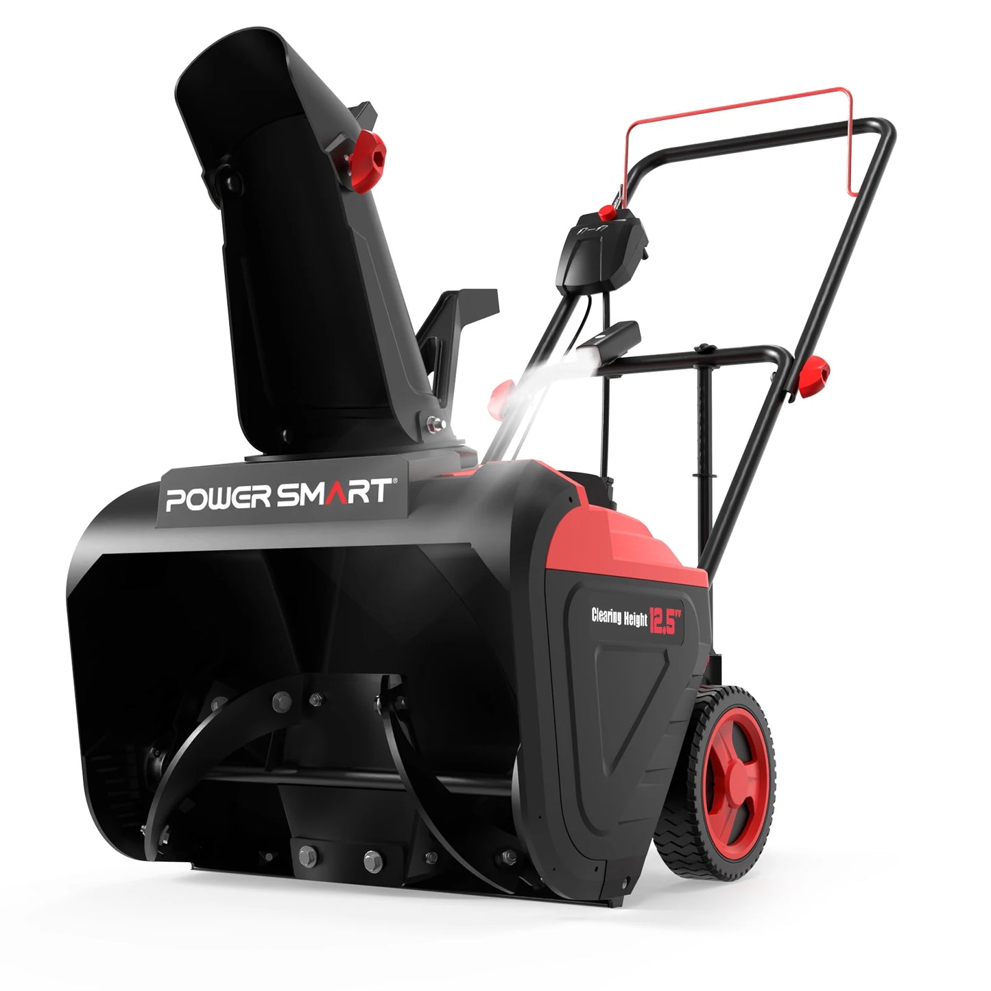 PowerSmart 15A Electric Snow Thrower, 21" Snow Blower with 180° Chute, LED Light, Lightweight for Yard, Driveway & Sidewalk