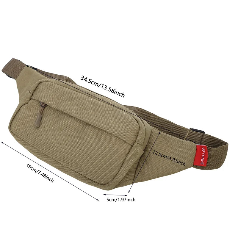 Men's and Women's Universal Models Waist Bag Fashion Crossbody Bags Sports Cell Phone Bags Solid Color Large Capacity Chest Bag