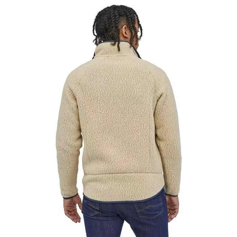 Unisex American Style Bata Fleece Jacket Stand Collar Lamb Velvet Polyester Fiber Outdoor Sport Hiking Thickened Autumn Winte...