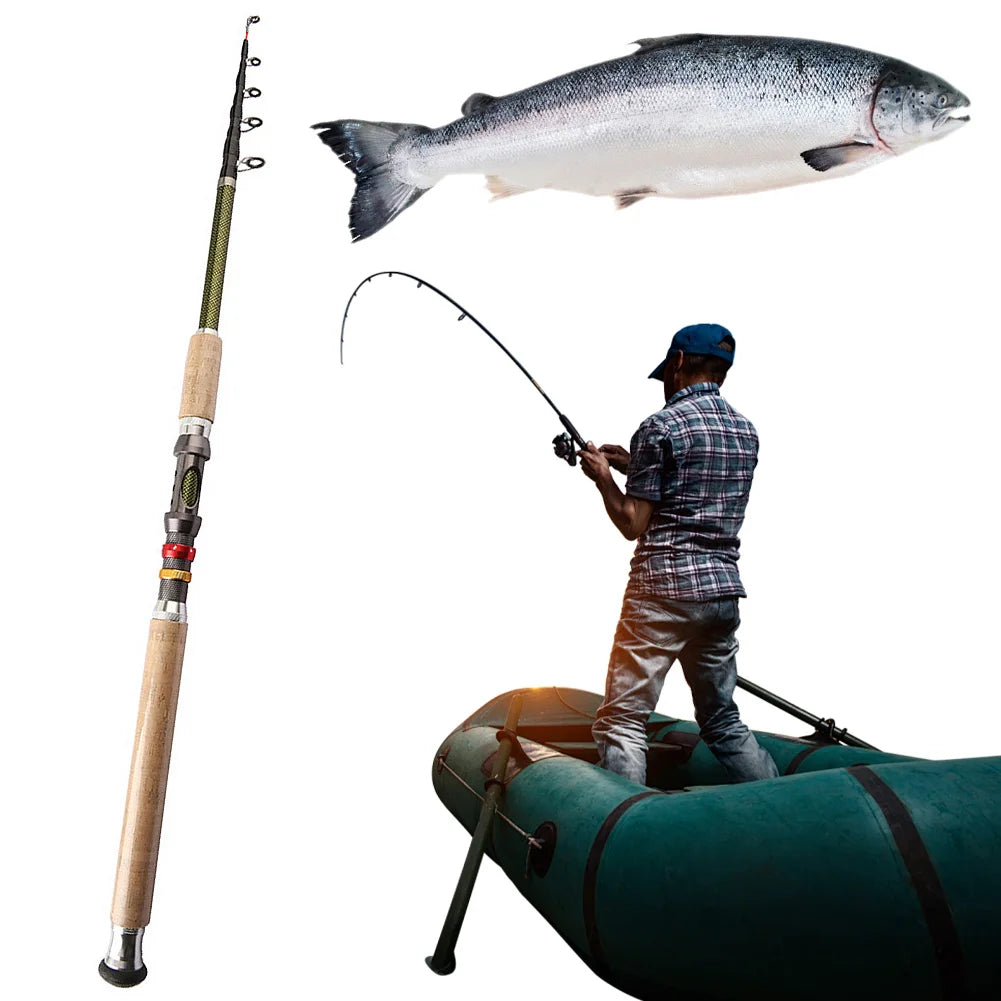 Carbon Fiber Telescopic Fishing Rod M Power Portable Travel Rod Baitcasting Rod for Bass Pike Carp Fishing