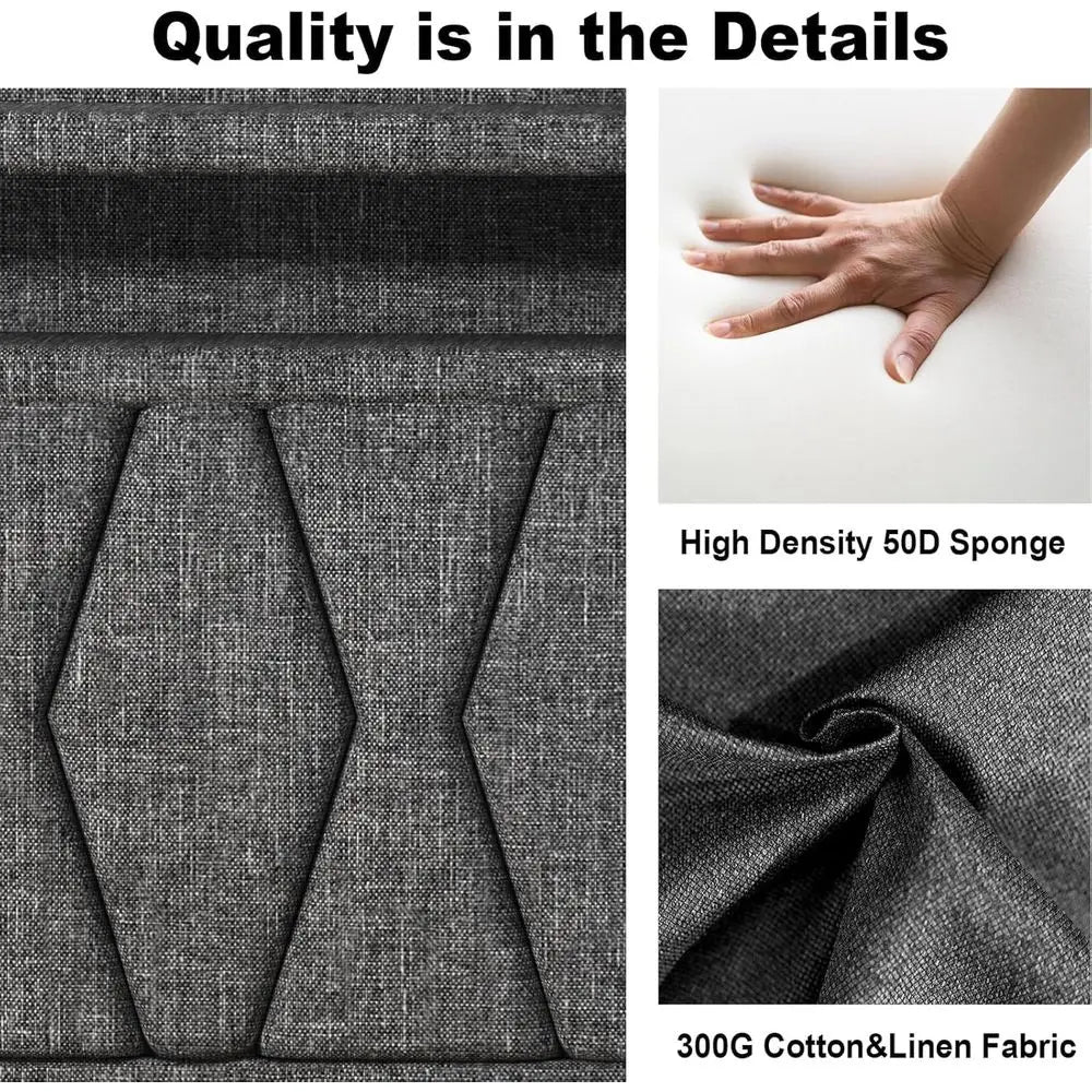 King Size Upholstered Bed Frame with Headboard, 4 Drawers, Charging Station, Dark Grey, Easy Assembly, No Box Spring Needed