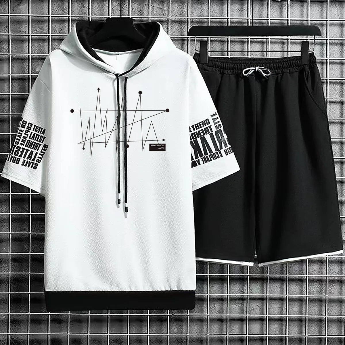 Clothing for Men Summer Suits Casual New T Shirt Hoodies Set Shorts Pullover Hat T-shirt Hood Print Hoodie Men Top Short Sleeve