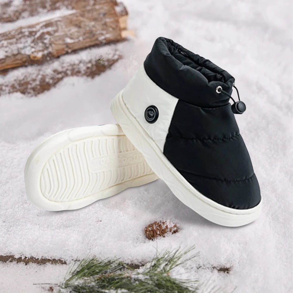 Unisex Electric Heating Slippers with 3 Heating Levels Thermal Shoes Rechargeable Warm Snow Boots for Indoor House Home Office
