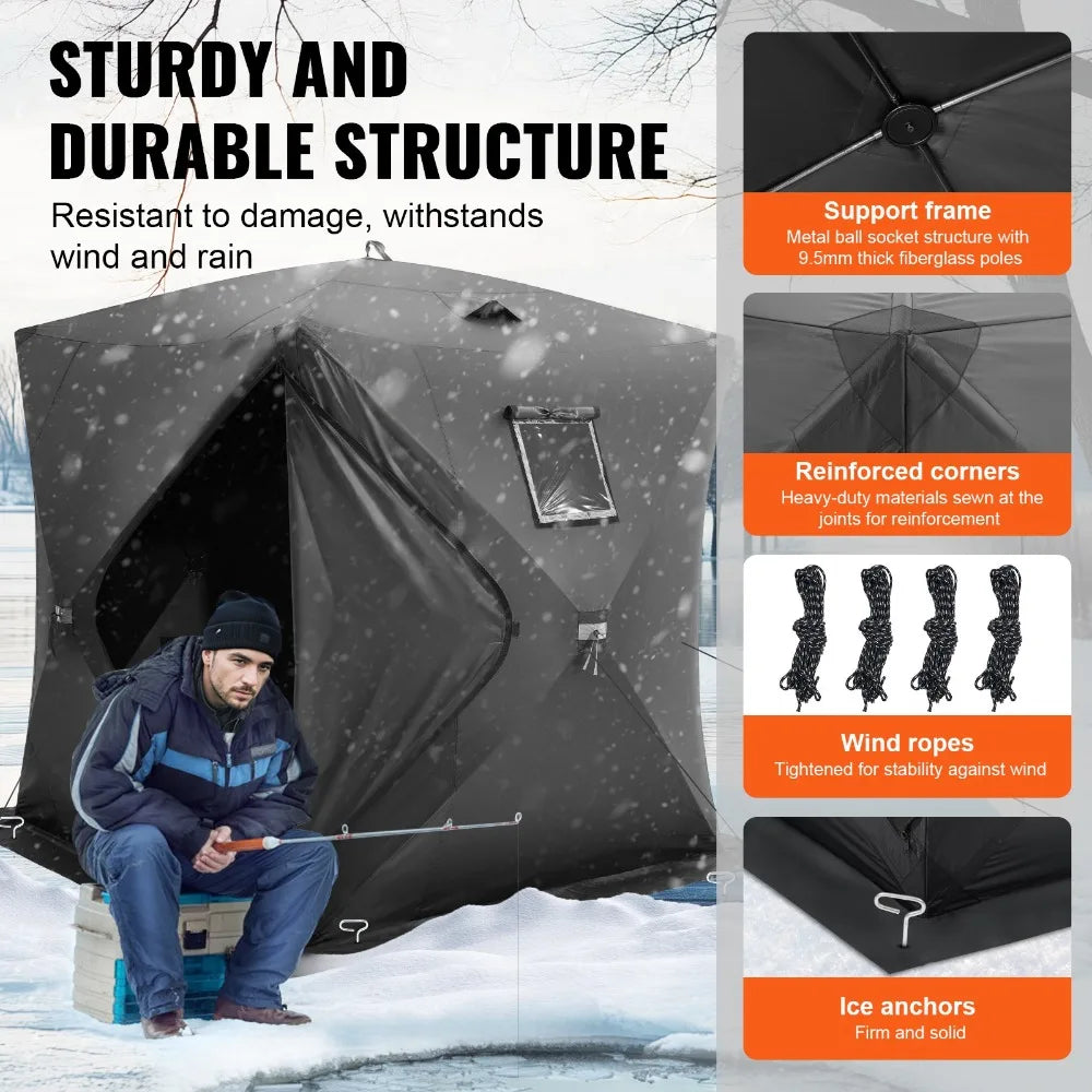 Person Ourdoor Portable Ice Shelter Pop-Up Ice Fishing Shanty Tent