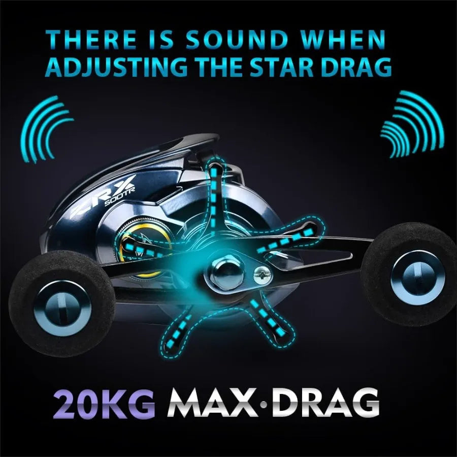 Baitcasting Fishing Reels for Saltwater Offshore Fishing 500 Size Casting Reel with 6.5:1 HighSpeed Gear Ratio Carbon Fiber Dra