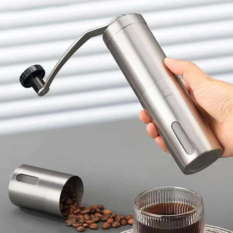 Stainless Home Portable Manual Coffee Grinder Hand Coffee Mill with Ceramic Burrs Adjustable Settings Portable Hand Crank Tools