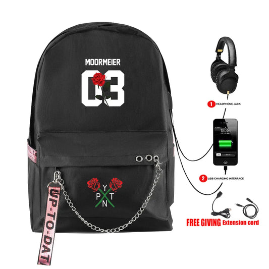 Cartoon Popular payton moormeier Student School Bags Unisex Print Oxford Waterproof Notebook Usb Rechargeable Travel Backpacks