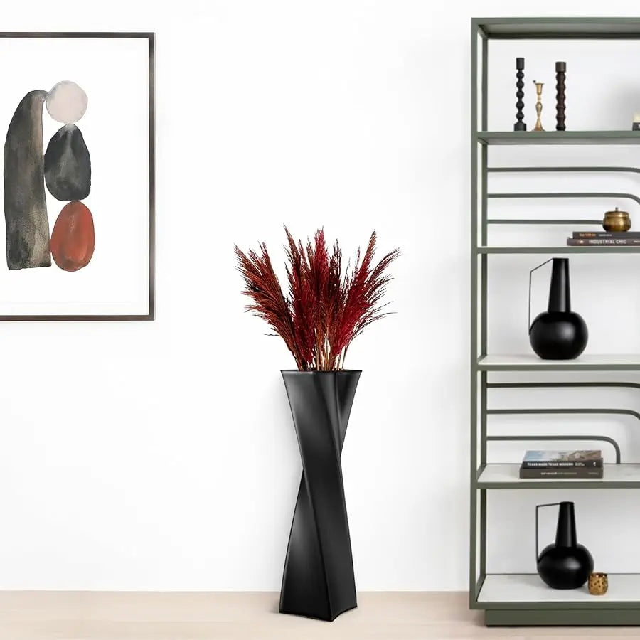 Black Tall Floor Vase 27.5in Resin Black Heart Shaped Vases Perfect for Dry or Faux Flowers Entryway Large Decorative Standing V