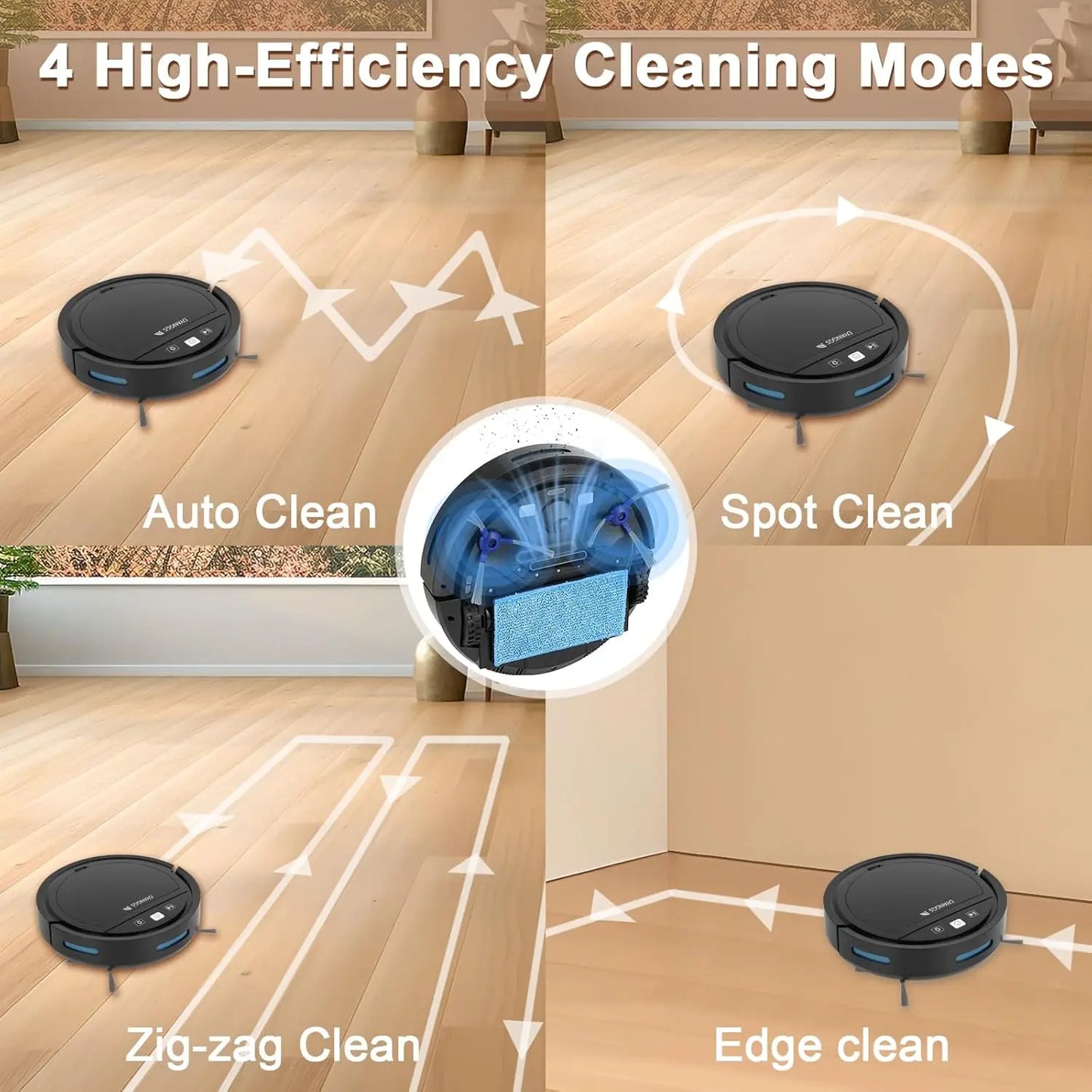 Robot Vacuums and Mop, Sweeping and Mopping Robot Wi-Fi/Voice/App Robot Vacuum pet Hair,Drop Proof,Electric Floor Cleaner for Mo