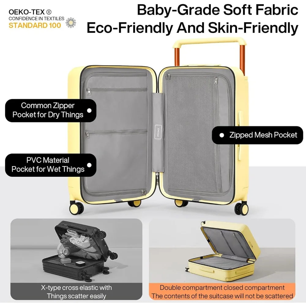 Carry-On Luggage 20 Lightweight Hardshell Suitcase with Wide Handle, Spinner Wheels and TSA Lock