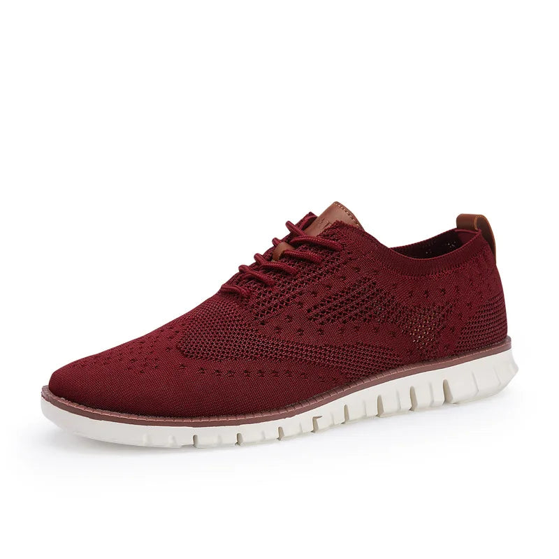 men's Shoes summer  Lace up lightweight British Dress Footwear Fashion hollow breathable knitted mesh Flats Shoes 2023