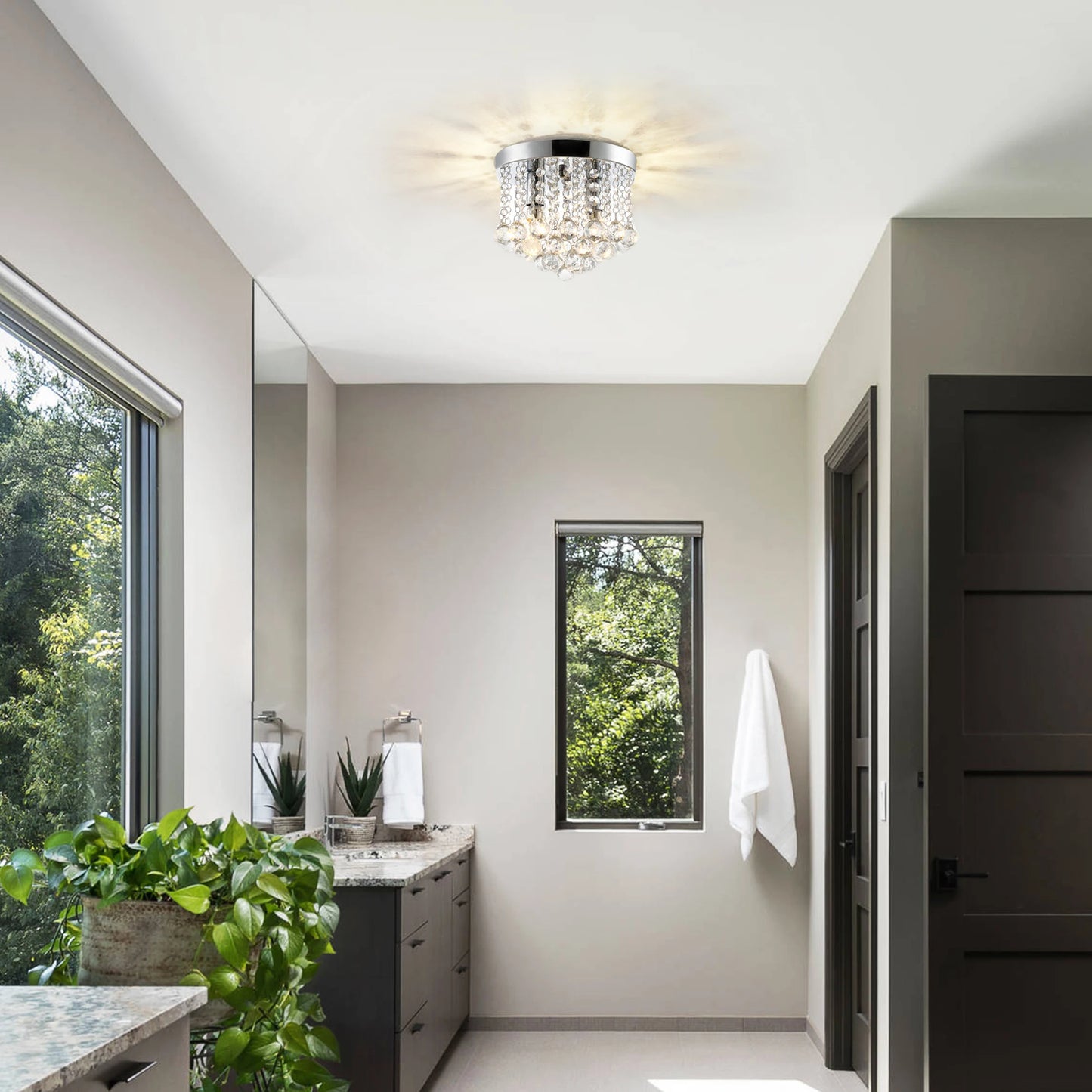 Flush Mount Lighting Crystal Ceiling Light Mini Chandelier Flush Mount Light Fixtures Ceiling Lights for Kitchen Hallway