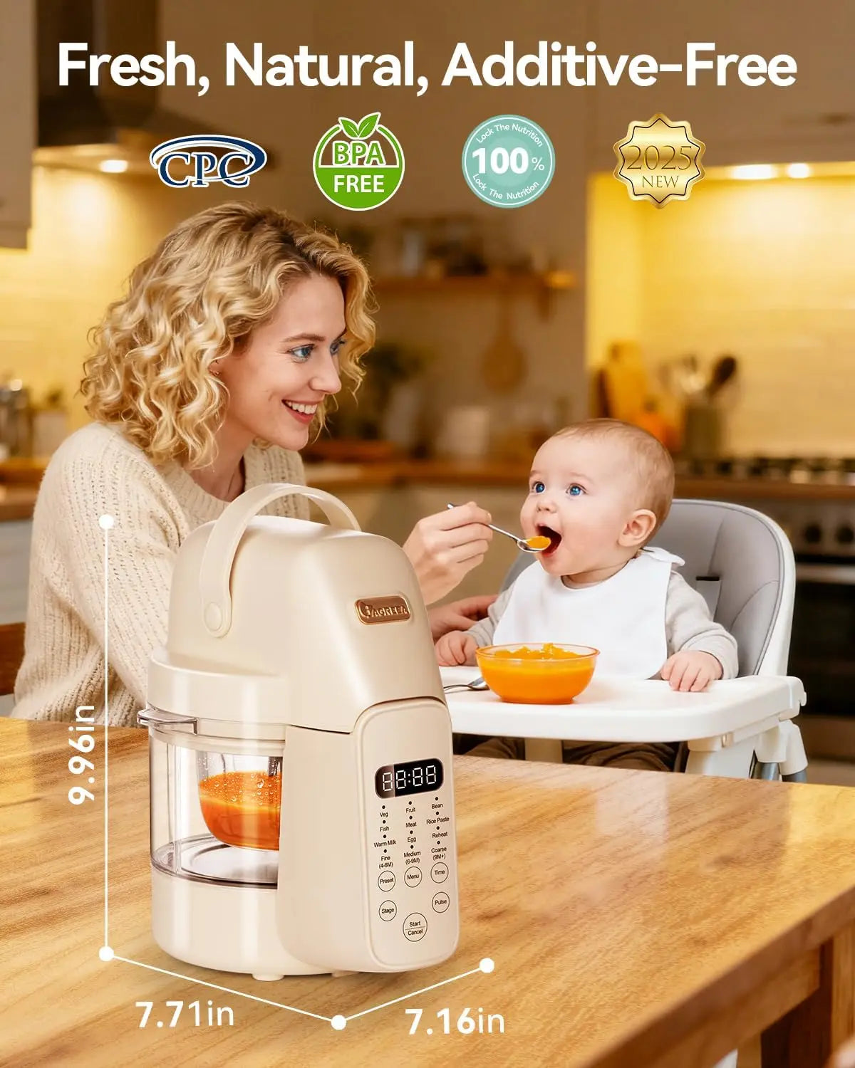 Glass Baby Food Maker, One-Step Steamer & Blender for Healthy Homemade Puree, 3 Age Stages, BPA-Free