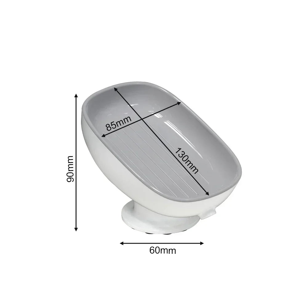 1pc Bathroom Washbasin Shelf  Soap Box Household Non Perforated Double-layer Drain Suction Cup Non Slip Oval Soap Holder