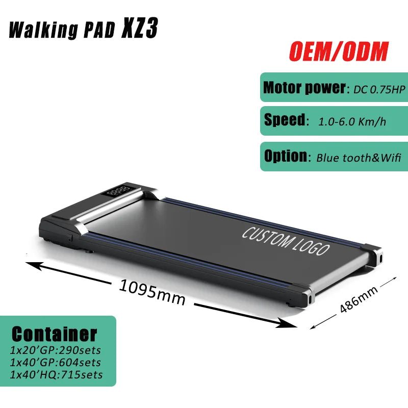 Portable Electric Home Fitness Treadmill Machine Foldable Walking Pad with Curved Design LCD Screen Telecontrolled Under Desk