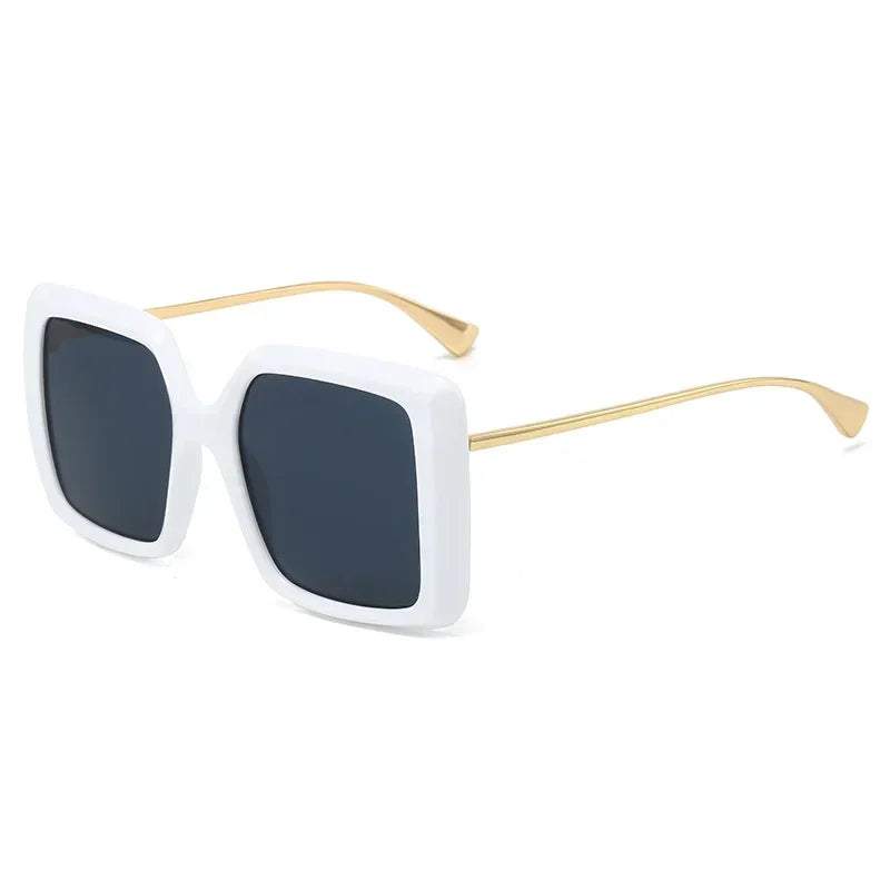 JNPCXI Wholesale Oversized Square Double Color Gradient Green Yellow Sunglasses Women Fashion Shades UV400 Punk Men Sun Glasses