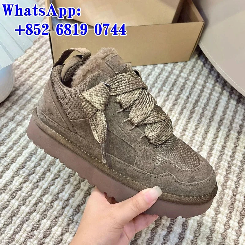 2025 Winter Women's Shoes Luxury Cotton Snow Boots Versatile Casual Shoes Unisex Thickened Plush Warm Non-Slip Ankle Boots