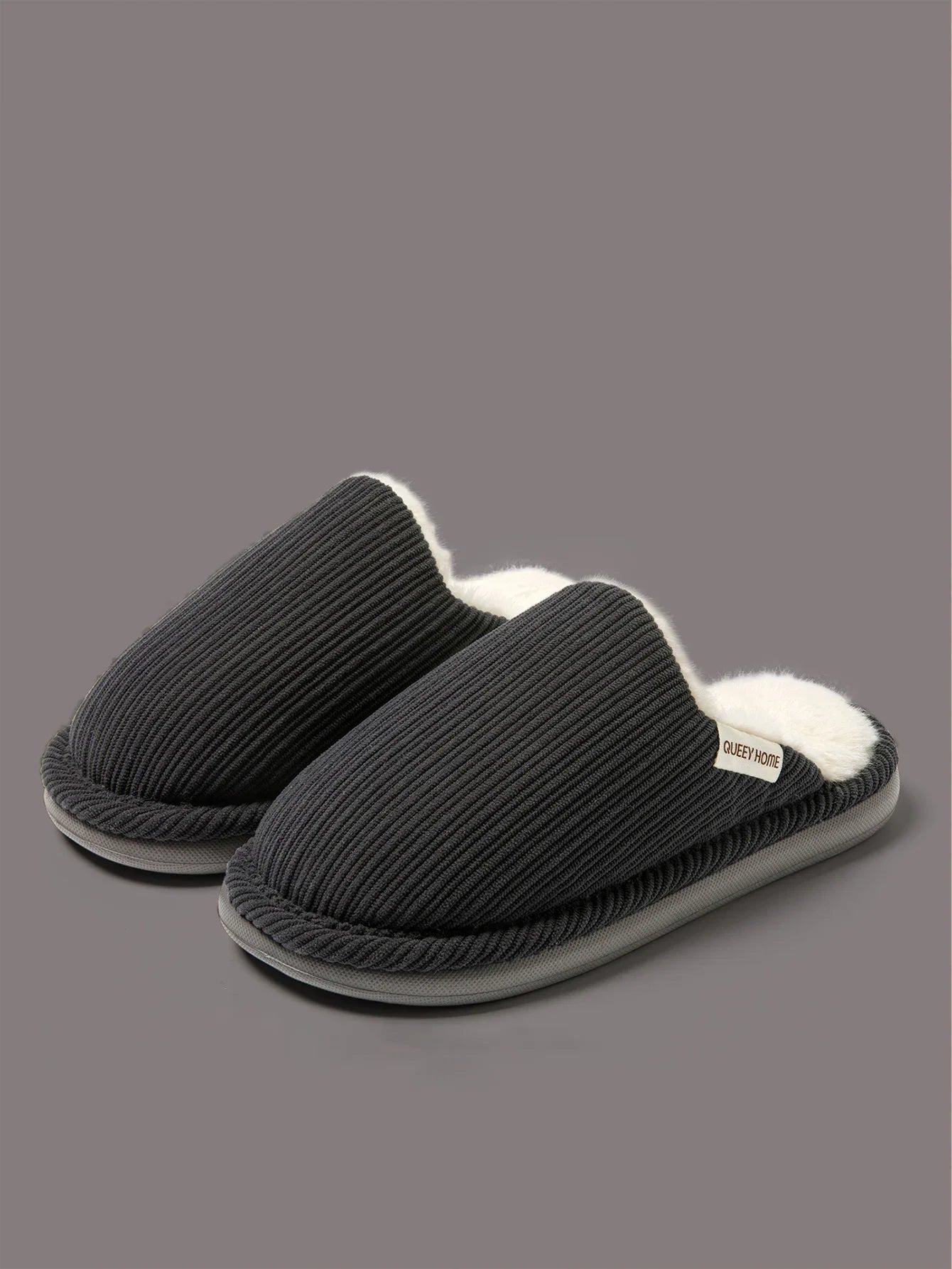 Men's home slippers winter new couple cotton slippers men's winter indoor home stomping sensation thick bottom anti slip toe cov