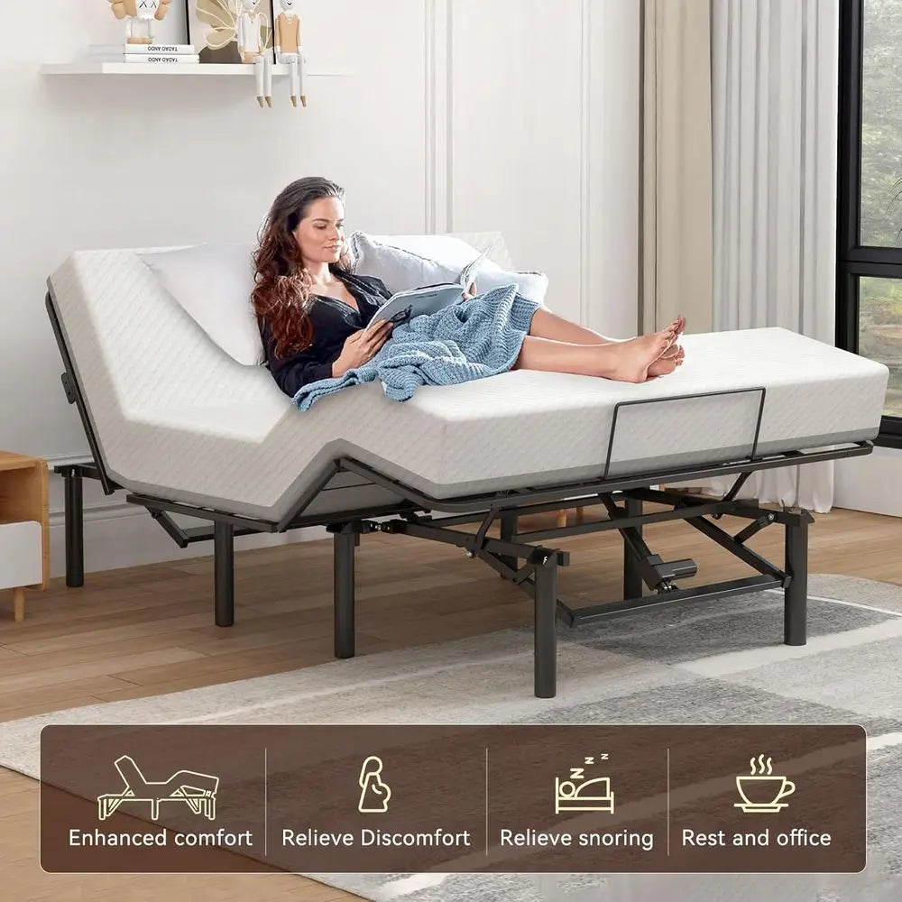 Wireless Remote Queen Electric Bed Frame, Zero Gravity Adjustable Base, Easy Assembly, Head and Foot Tilt (Basic, Queen)