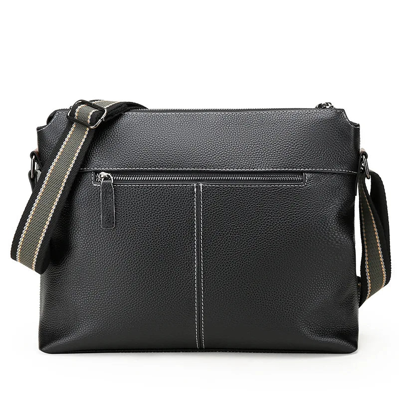New Genuine Leather Men's Shoulder Bag Horizontal Messenger Bag Cowhide Casual Business Man Crossbody Bag Large Capacity Men Bag
