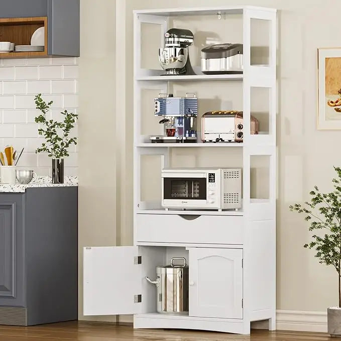 Kitchen Pantry Storage Cabinets Freestanding Tall Bathroom Cabinet with Shelves and Drawer 64''H Sideboard Microwave Spac