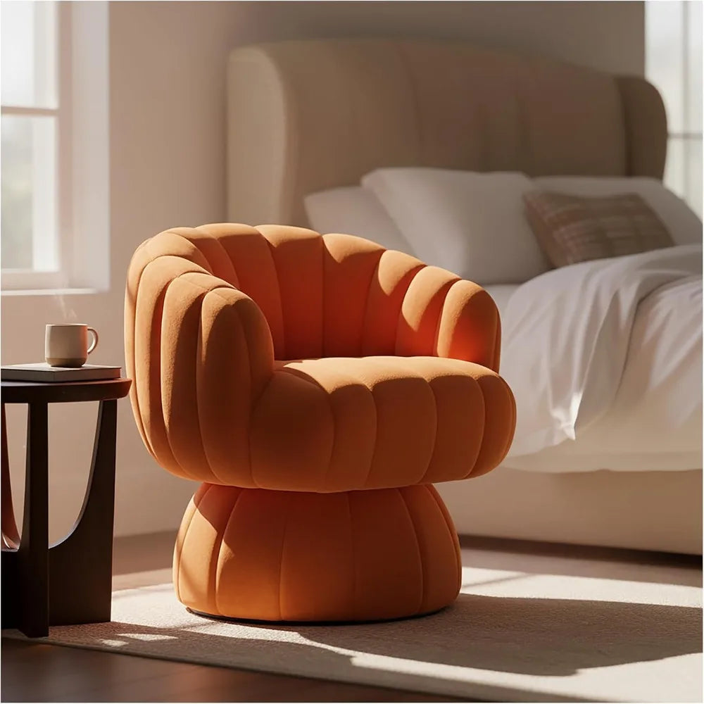 Vanity 360-Degree Swivel Accent Chair - Mid Century Modern Plush Round Makeup Chair, Relaxing Comfy Lounge Sofa Arm Chair, Idear
