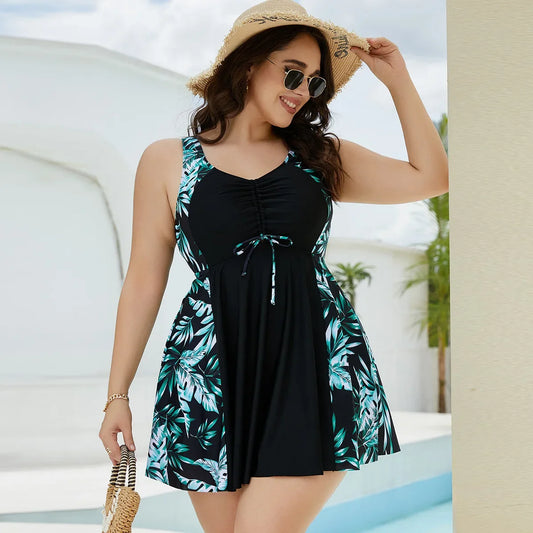 2025 New Women Tankini Swimsuit Leopard Print Swimwear Plus Size Swimdress Large Big Tankini Bikini Bathing Suit Beach Wear 5XL