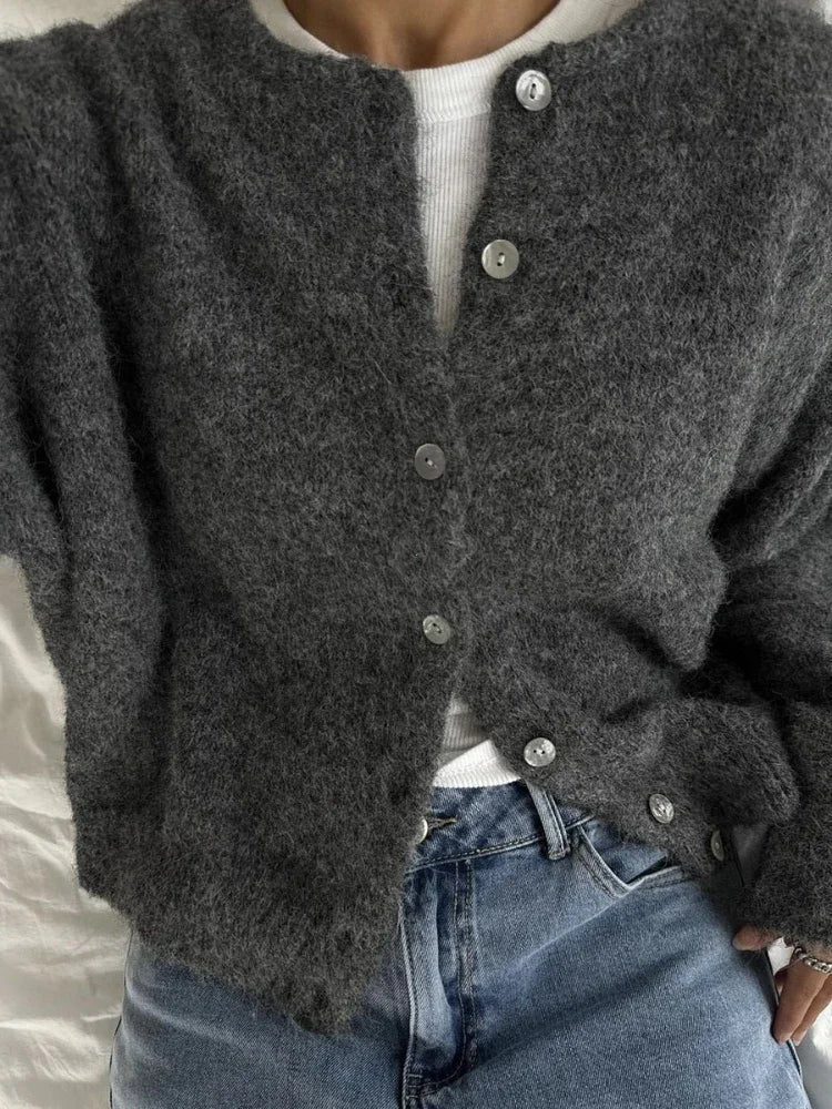 Elegant Long Sleeve Sweater Women 2025 New Single-Breasted Female Casual Cardigan Soft Cashmere Knitted Outwear