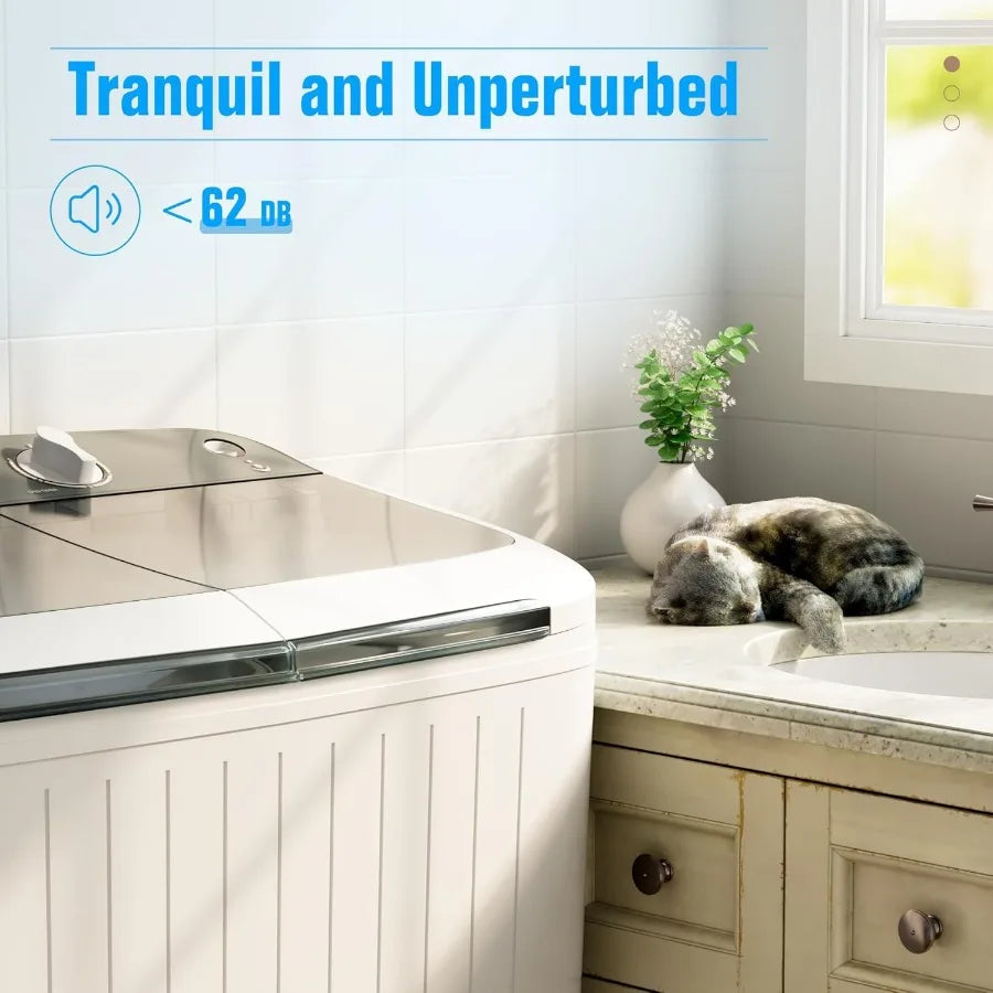 Compact Portable Washing Machine 16lbs Twin Tub Semi Automatic Laundry Solution with Energy-Saving Efficiency Extended Drain Ho