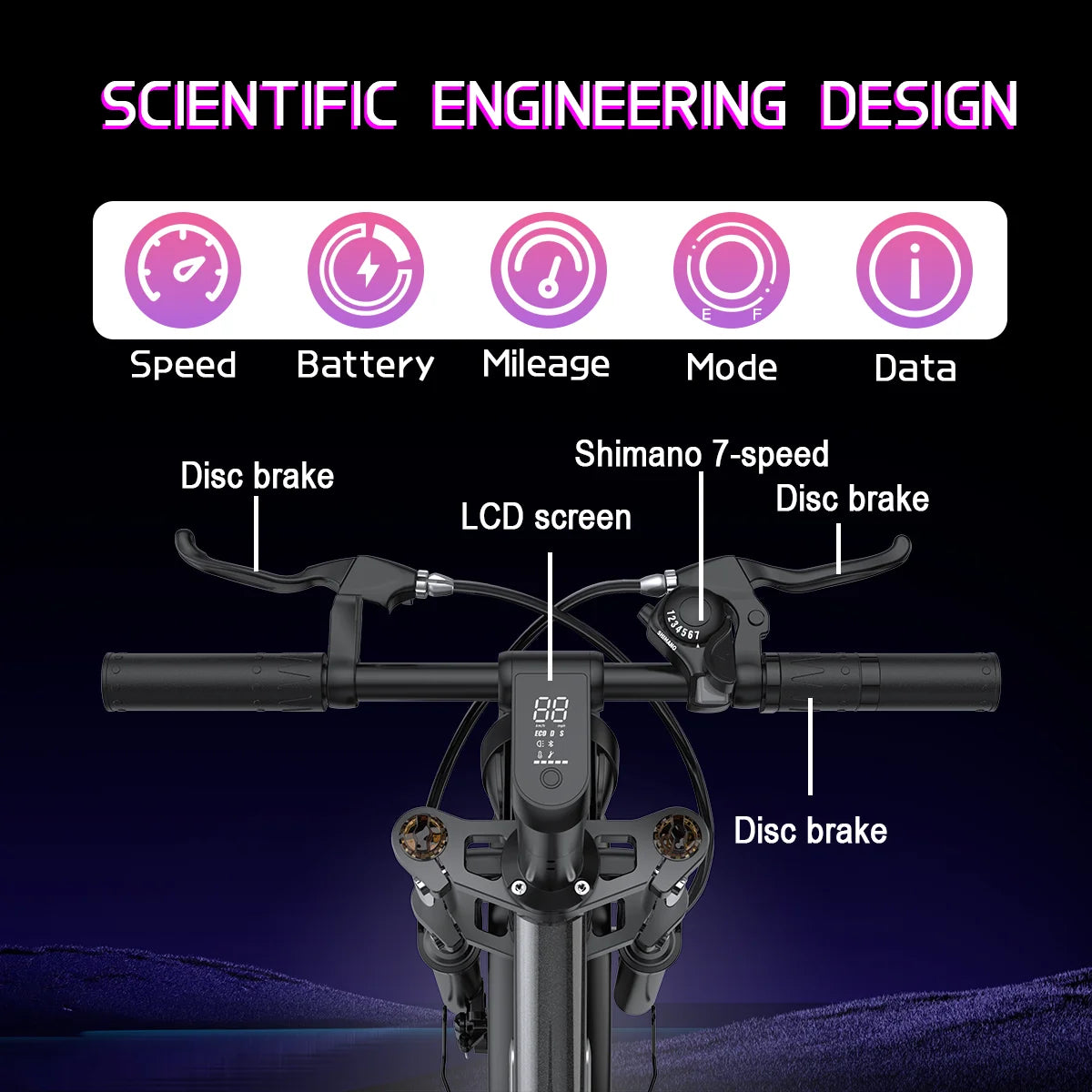 6MSKS C6 Electric Bicycle 1000W Motor 48V17.5AH Lithium Battery Electric Bike Range of 50miles 20*4 Inch Fat Tire Snow E-bike