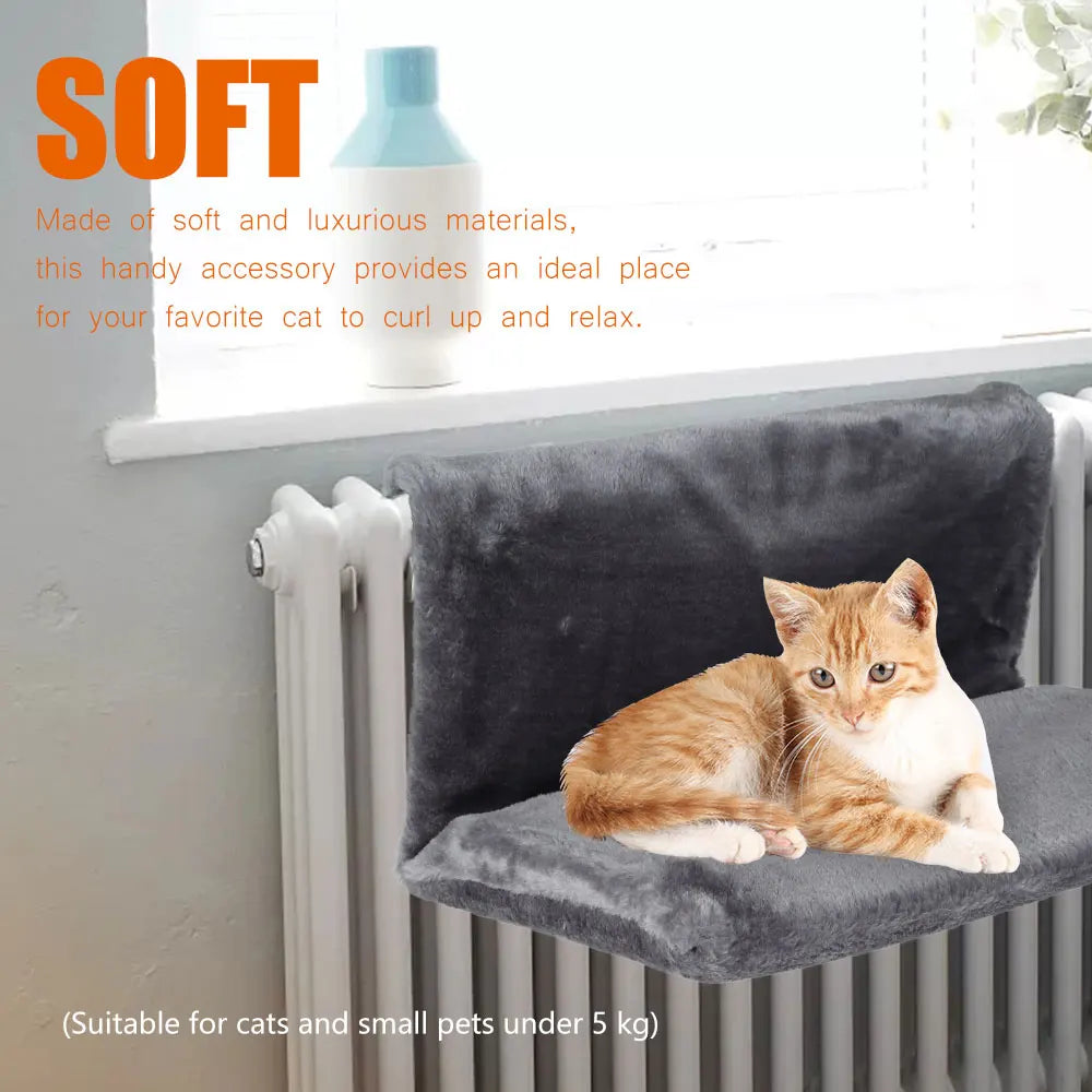 Cat Hanging Bed Pet Animal Radiator Bed Warm Fleece Basket Cradle Hammock Metal Iron Frame Removable Cat Hammock