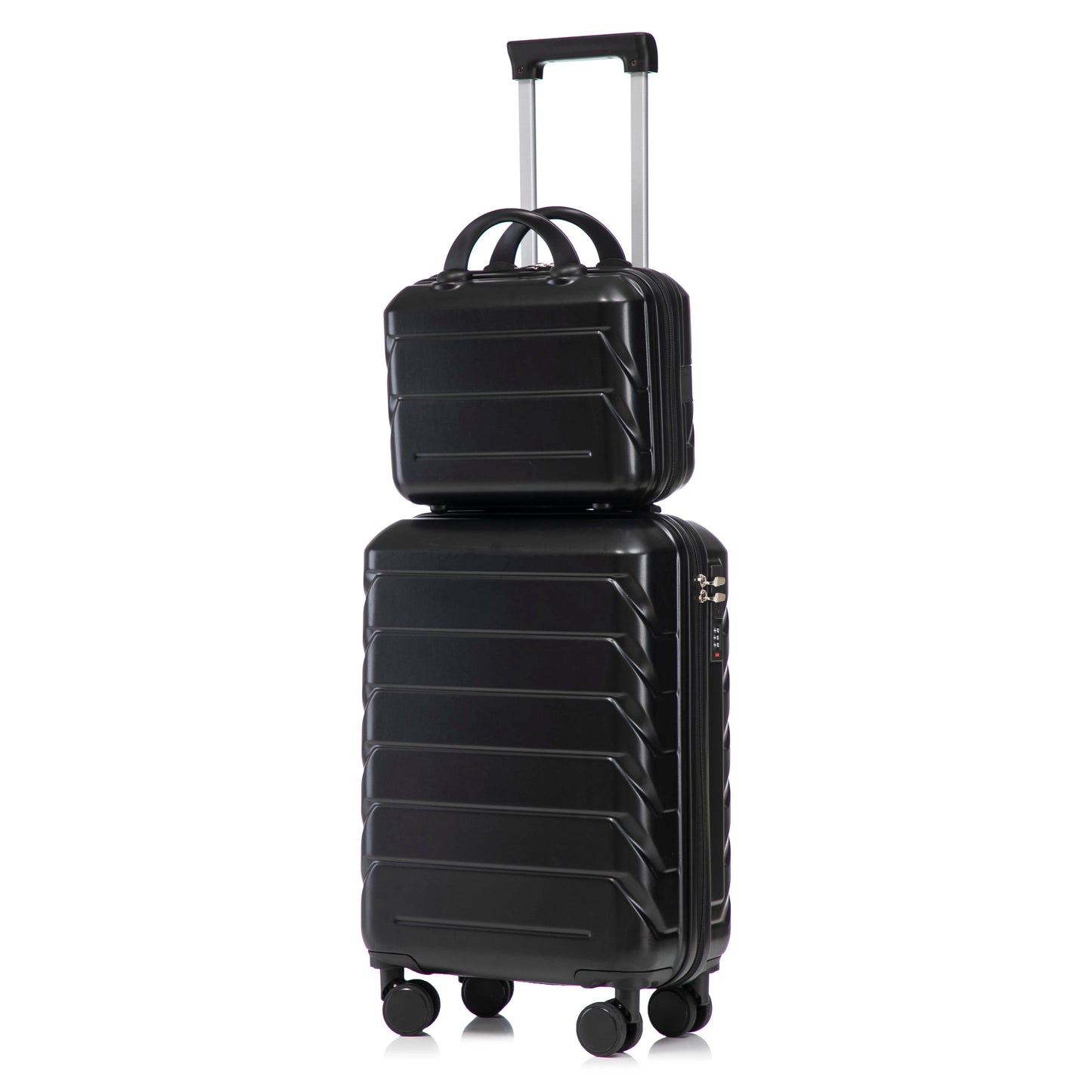 Black Friday 14"/20" 2-Piece ABS Luggage Set - Spinner Wheels Lock + 14" Cosmetic Bag