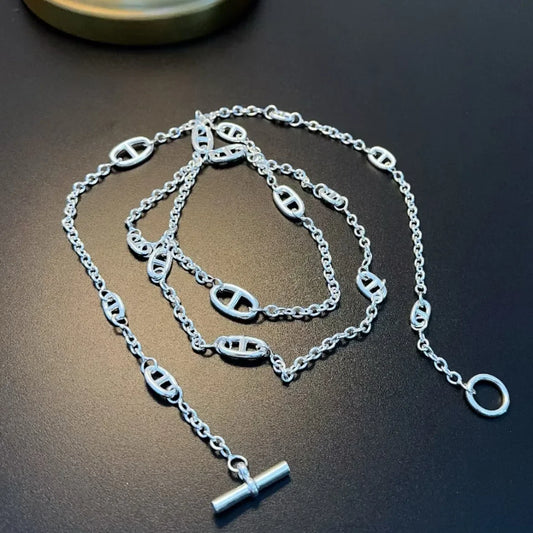 Fashionable Long Pig Nose Necklace Sweater Chain Non-fading Bag Shoulder Chain Summer Clothes Chain Jewelry O-Link Copper