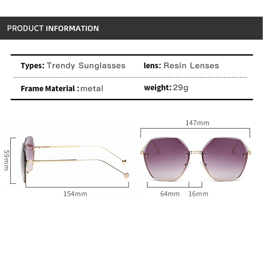 Brand Design 2025 Fashion New Polygonal Metal Sunglasses Retro Ladies Glasses Classic Trend Luxury Driving Travel Eyewear