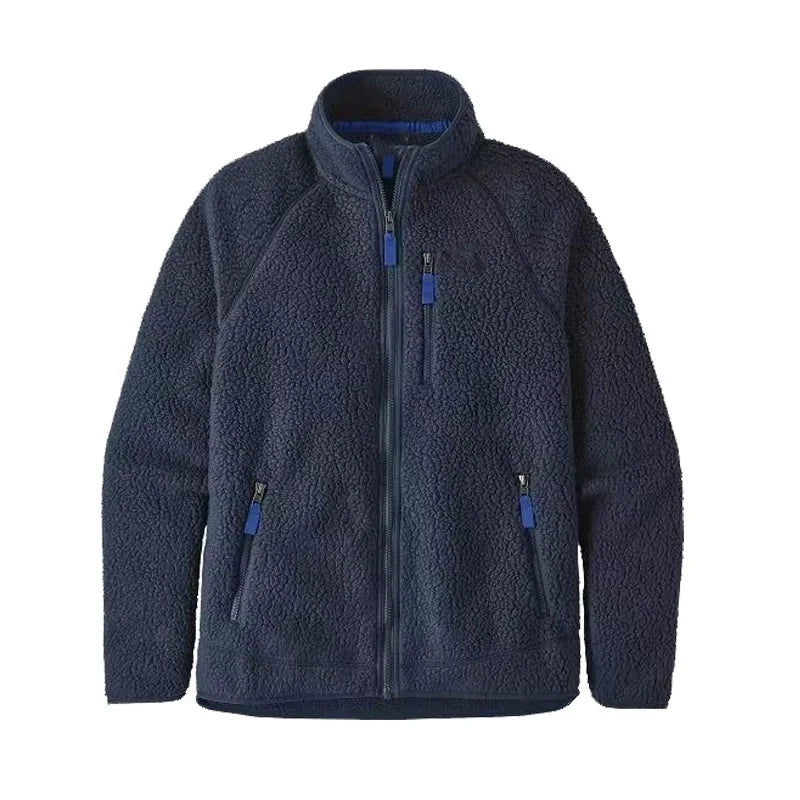 Unisex American Style Bata Fleece Jacket Stand Collar Lamb Velvet Polyester Fiber Outdoor Sport Hiking Thickened Autumn Winte...