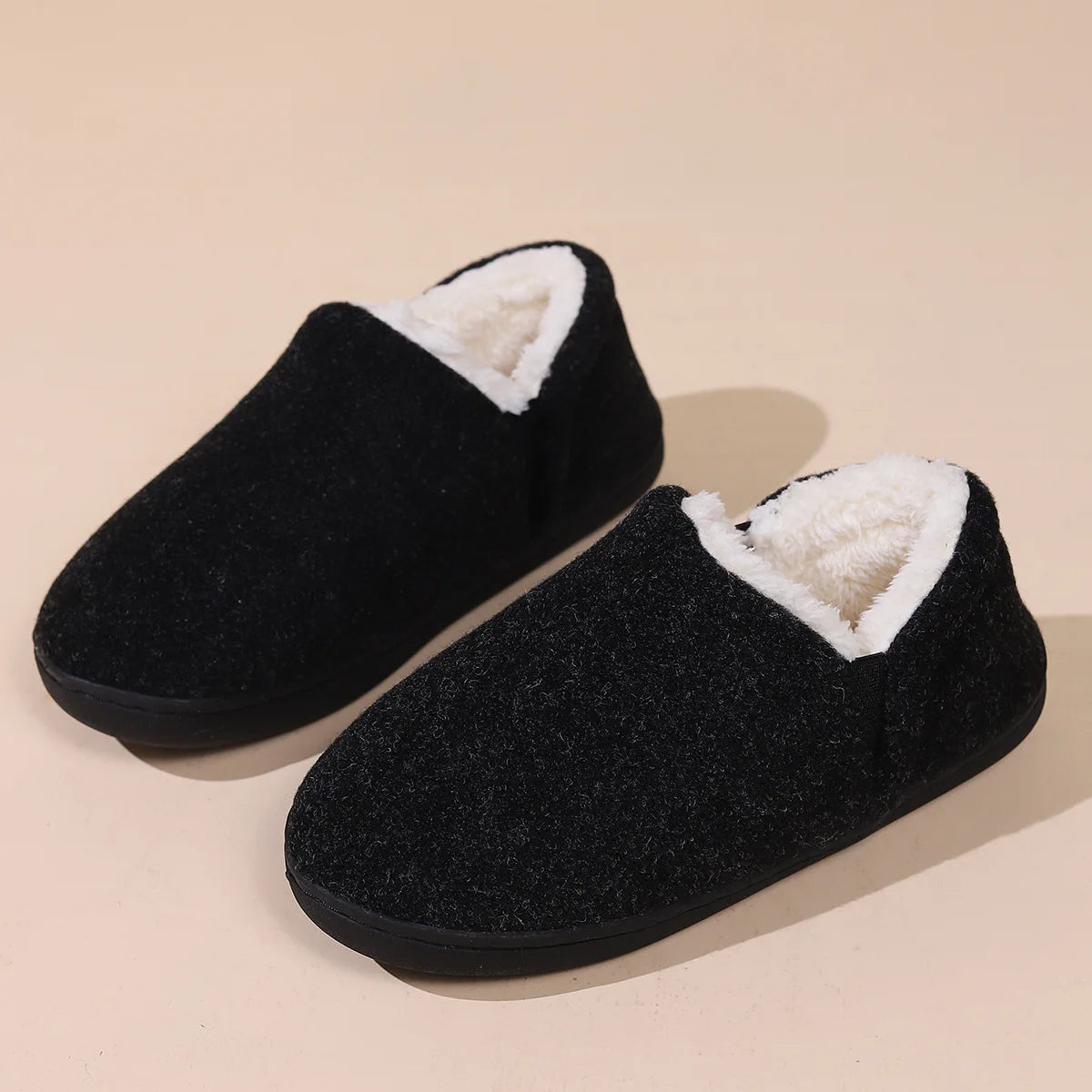 Crestar Winter Plush Slippers For Men Outdoor Antiskid Warm Cotton Slippers Indoor Fur Fluffy Flat Home Shoes Casual Furry Shoes
