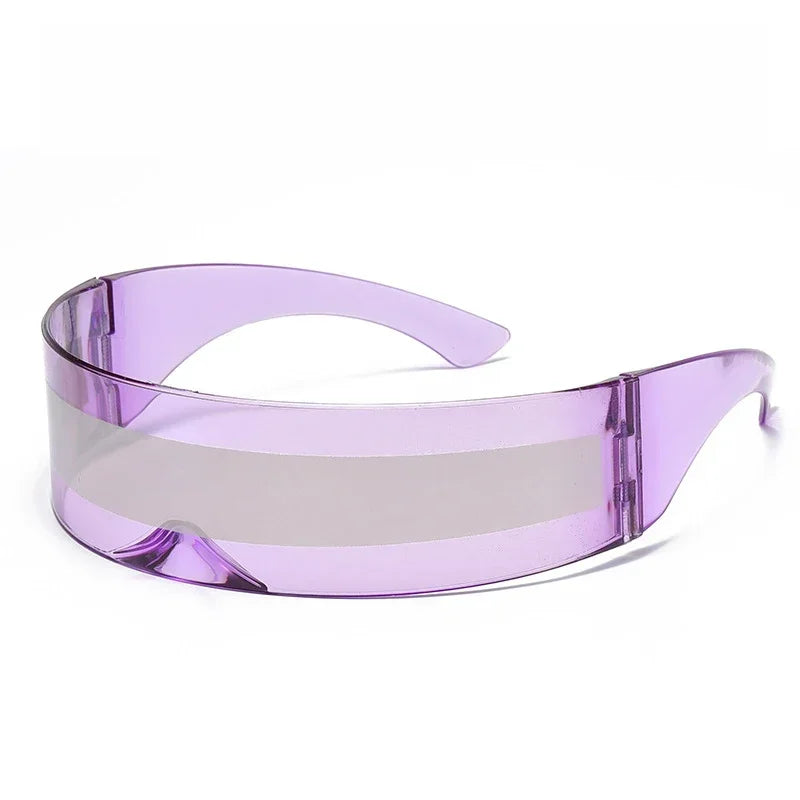 Cyberpunk Goggles Futuristic Party Glasses One Piece Wrap Around Silver Mirror Sunglasses Women Men Sunnies Shades Sun Glasses