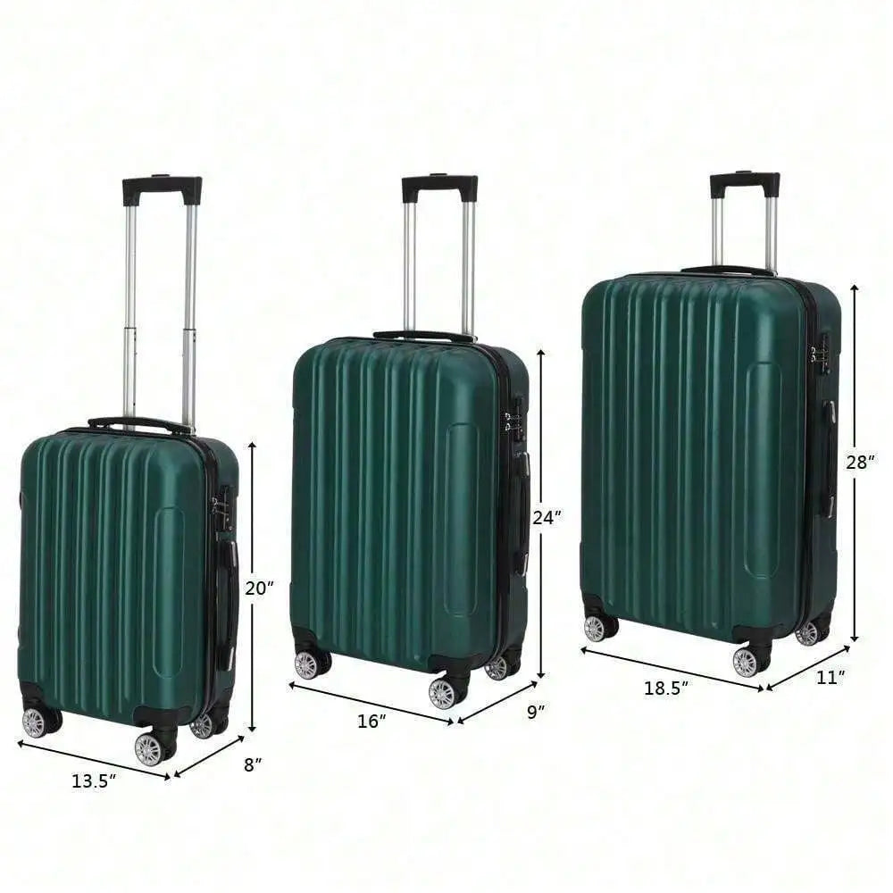 20" 24" 28" Luggage 3 Piece Set Suitcase Spinner Hardshell Lightweight TSA Lock