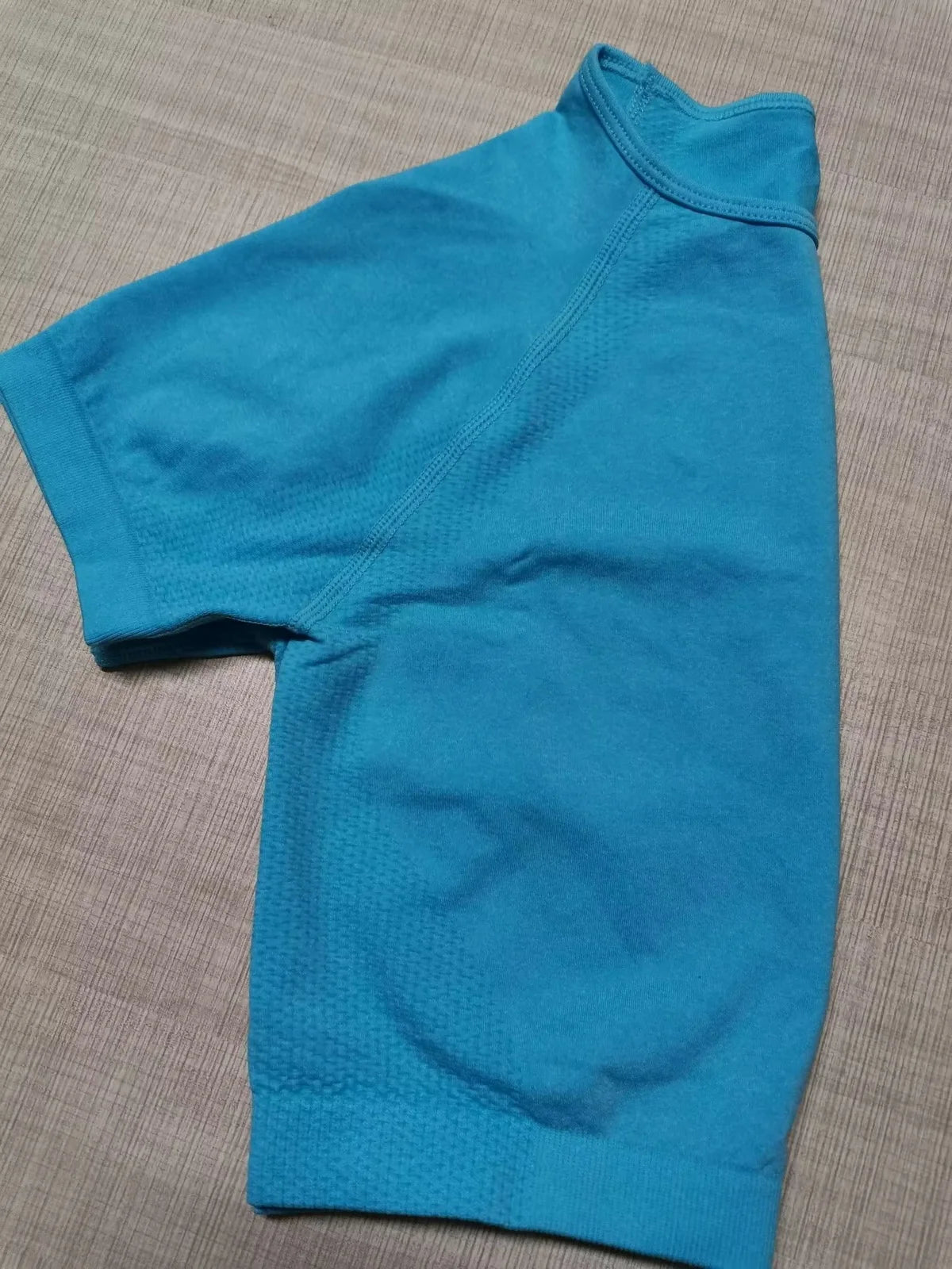 Women's Knitted Seamless Running Sports Short Sleeve Top Fitness Yoga Wear