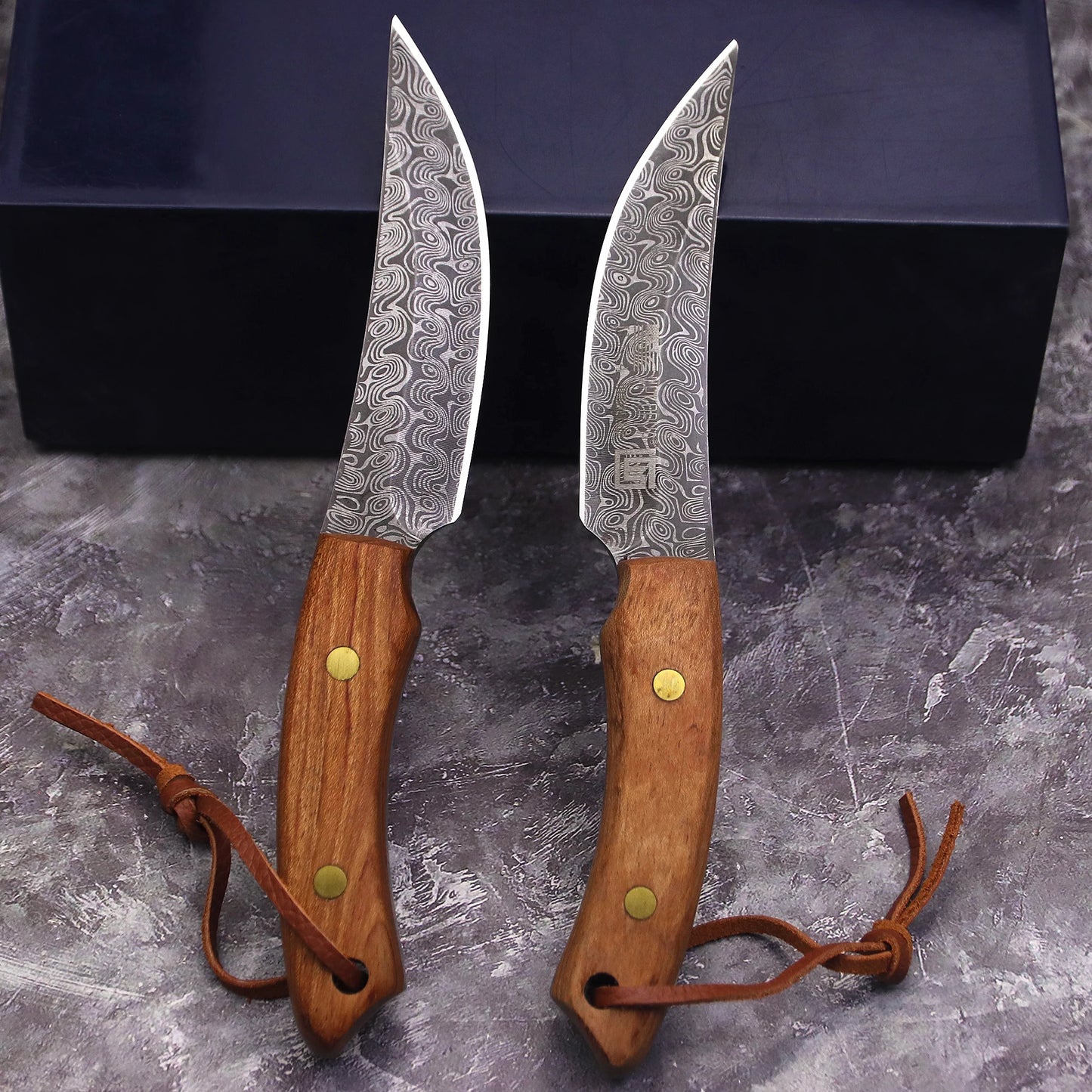 WPKOPYA U.S.A 420C steel (Damascus leather pattern) Camping knife, hunting knife, EDC tool knife