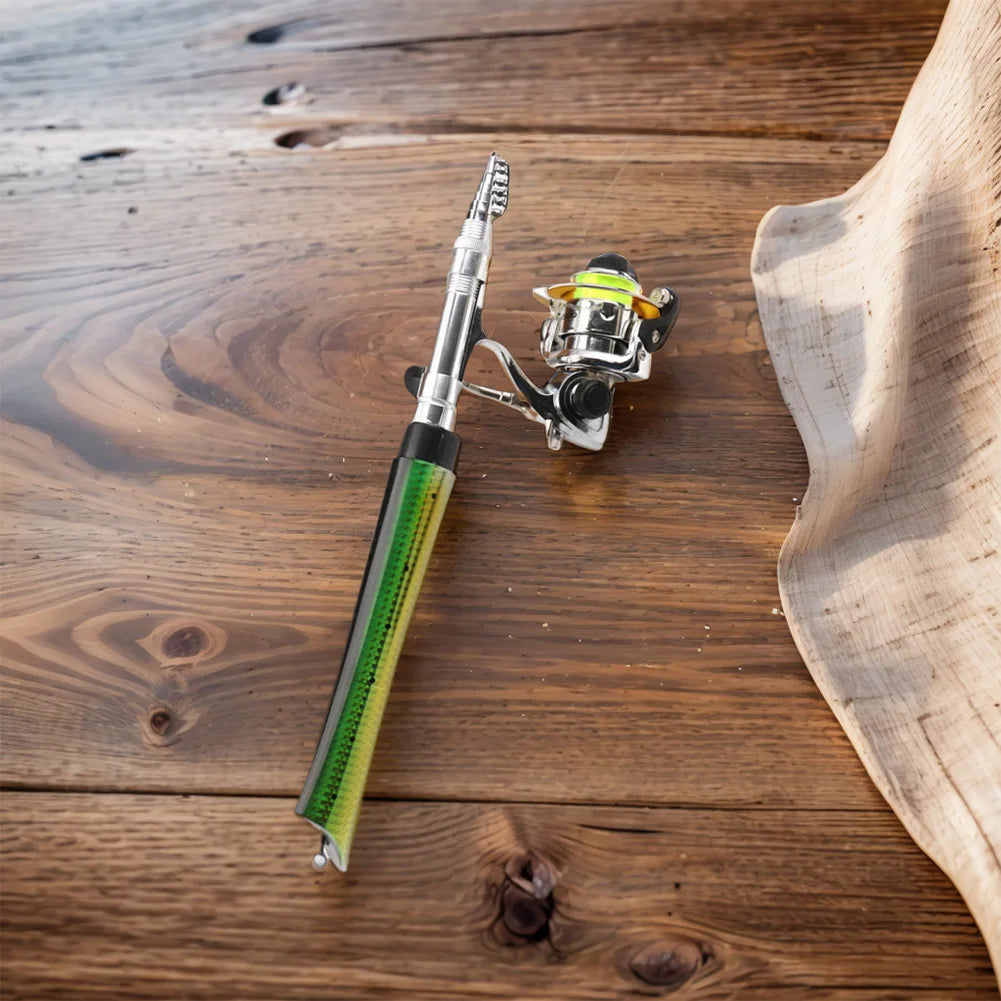 Portable Fish Shaped Fishing Rod Pole Reel Telescopic Mini Pocket Pen Fishing Rod Reel Combo Travel Fishing Rod Gifts for Men