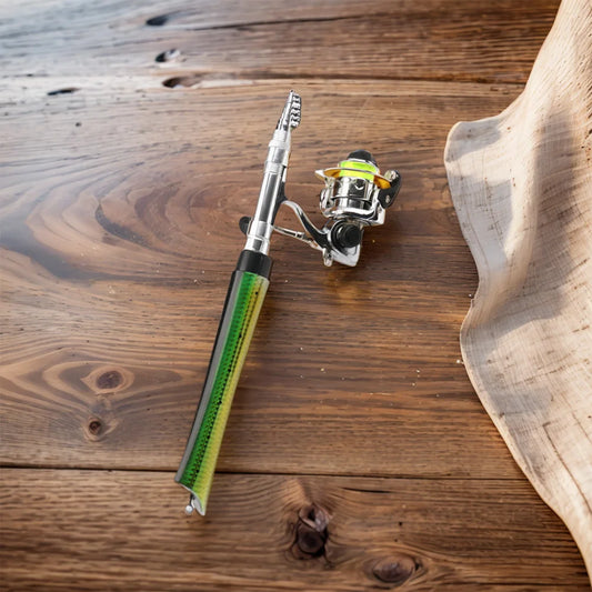 Portable Fish Shaped Fishing Rod Pole Reel Telescopic Mini Pocket Pen Fishing Rod Reel Combo Travel Fishing Rod Gifts for Men