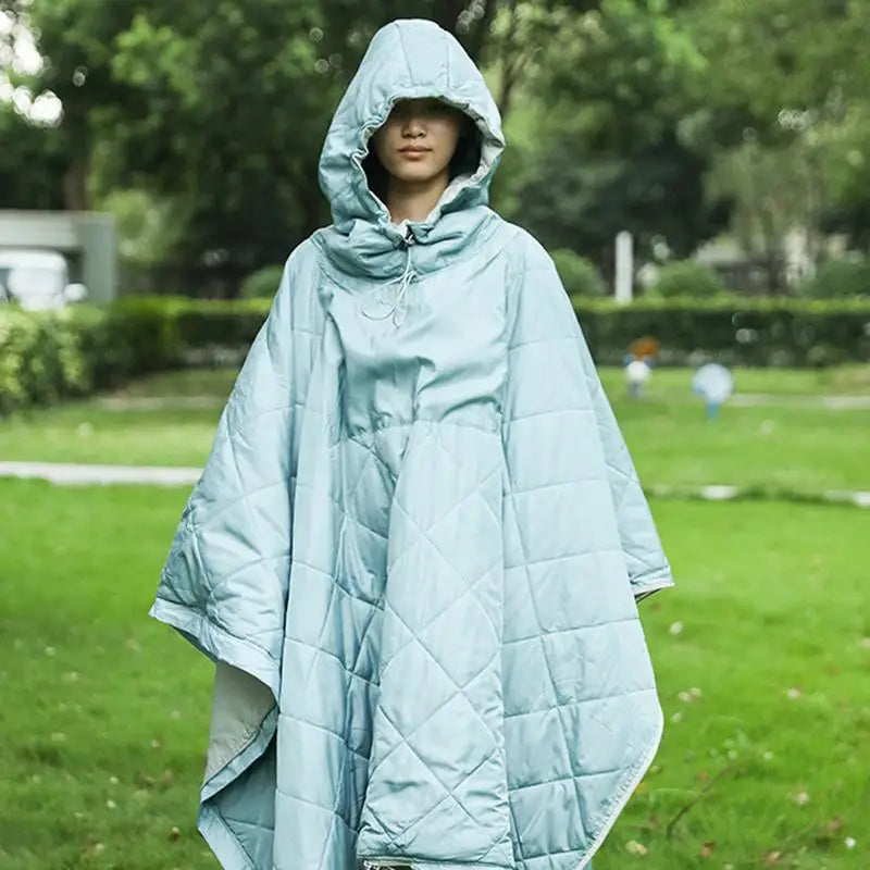 Sleeping Bag Jacket Camp Poncho Sleeping Bag Wearable Hooded Blanket Portable Water-Resistant Lazy Sleeping Bag Winter Poncho