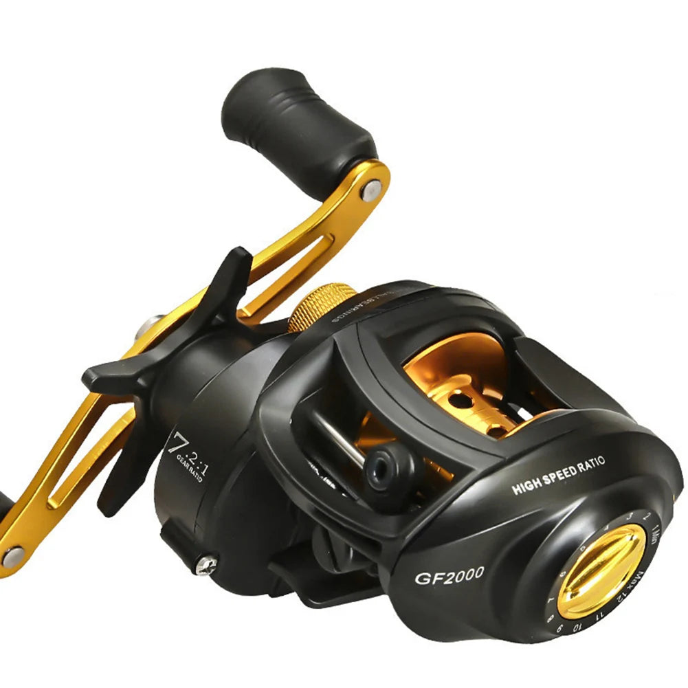 7.2:1 Baitcasting Reel High Speed Gear Metal Baitcasting Fishing Wheel Ceramic Guide Ring Large Unloading Force for Fished Gear
