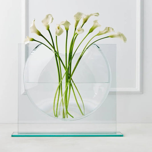 Z GALLERIE Clear Ellipse Vase for Centerpieces Home Decor, Cute Bookshelf Decor, Artistic and Cultural Glass Vases for Home Offi
